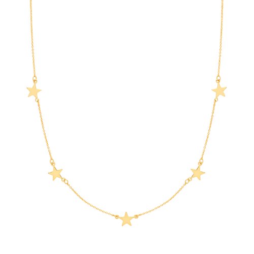 Silver Yellow Gold Plated Stars Necklet 