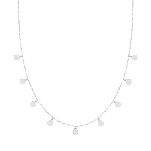 Silver Rhodium Plated Disc Charms Necklet 