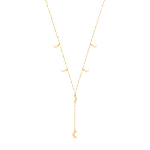 Silver Yellow Gold Plated Crescent Moon Charms Drop Necklet 