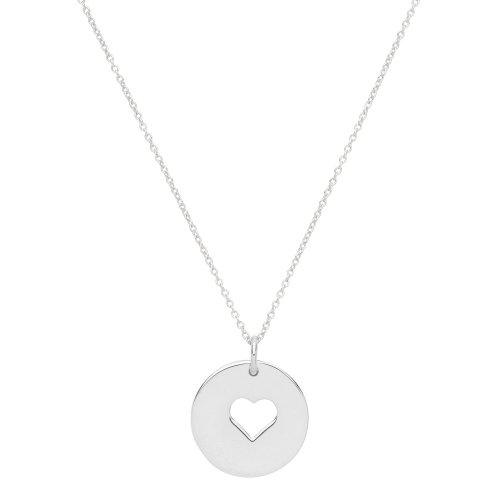 Silver Rhodium Plated Heart Disc Necklet 