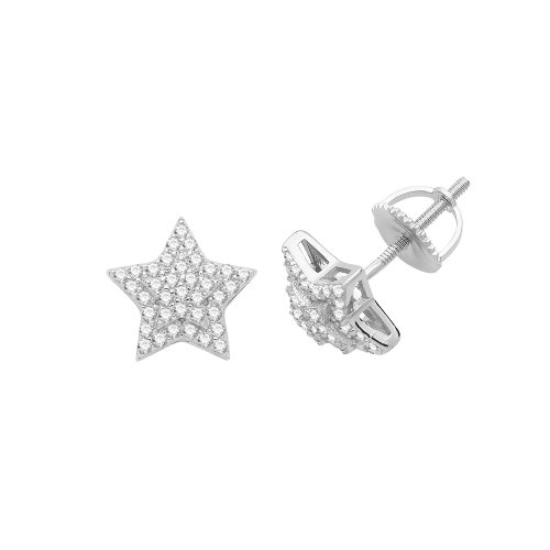 Silver Cz Set Star Studs 