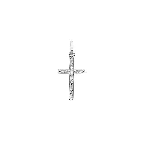 Silver Solid Cross H Engraved 