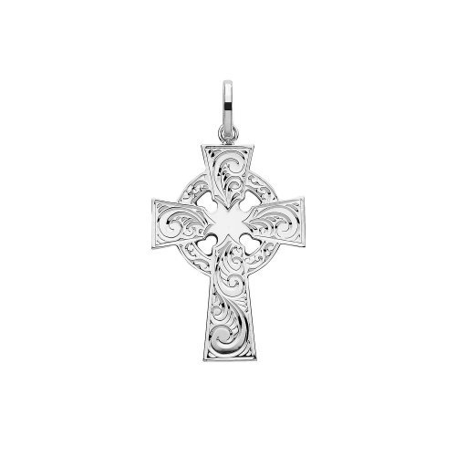 Silver Solid Cross H Engraved 