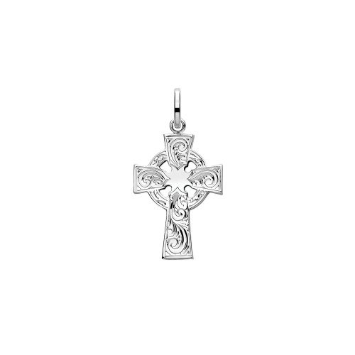 Silver Solid Cross H Engraved 