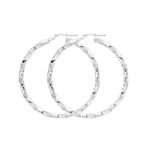 Silver Diamond Cut Hoops G5206-