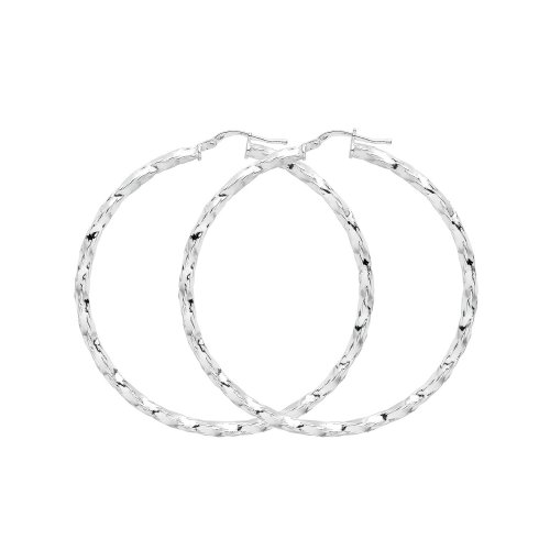 Silver Diamond Cut Hoops G5206-