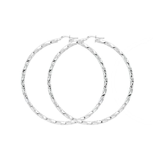 Silver Diamond Cut Hoops G5206-