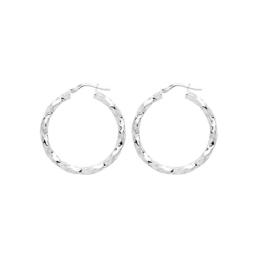 Silver Diamond Cut Hoops G5206-