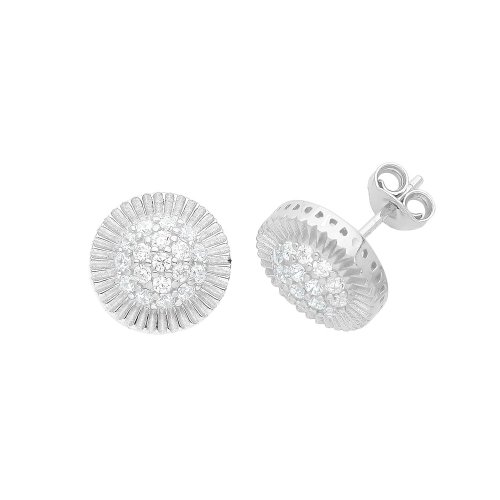 Silver Cz Set Round Studs 