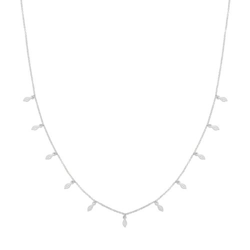 Silver Rhodium Plated Leaf Charms Necklet 