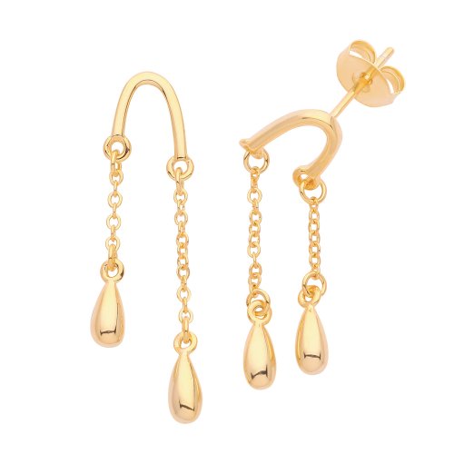 Silver Yellow Gold Plated Tear Drops 