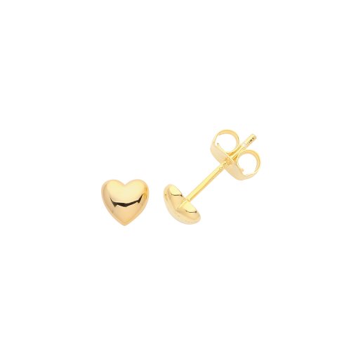 Silver Yellow Gold Plated Heart Studs 