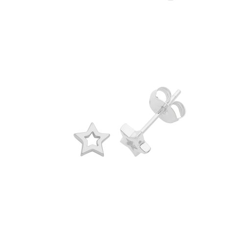 Silver Rhodium Plated Star Studs 