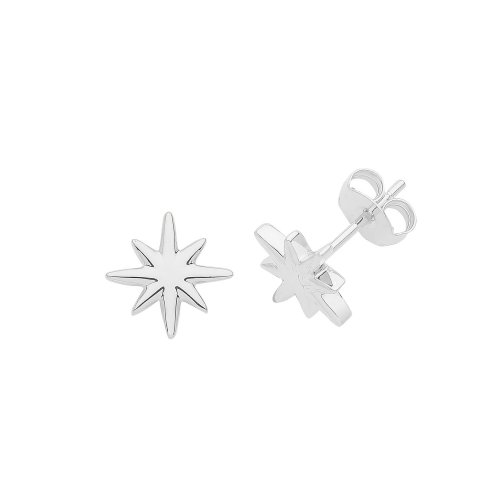 Silver Rhodium Plated Star Studs 