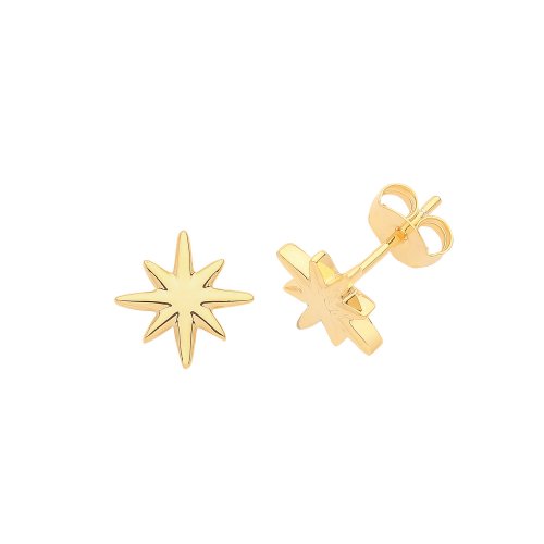 Silver Yellow Gold Plated Star Studs 