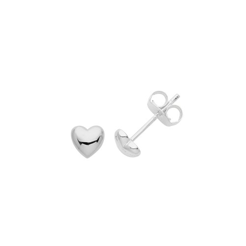 Silver Rhodium Plated Heart Studs 