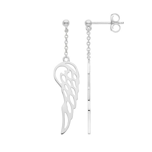 Silver Rhodium Plated Angel Wings Drops 