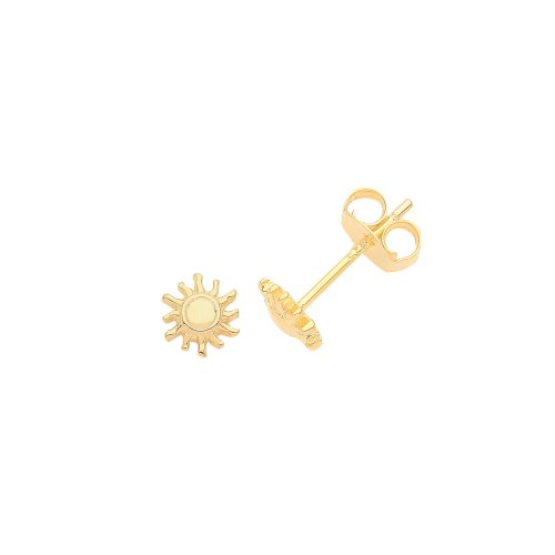 Silver Yellow Gold Plated Sun Studs 