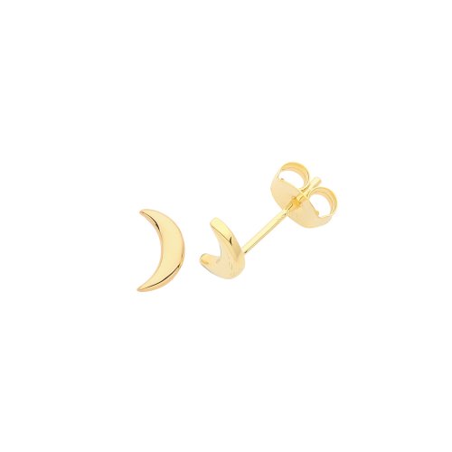 Silver Yellow Gold Plated Moon Studs 
