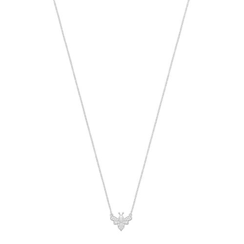 Silver Rhodium Plated Cz Bee Necklet 