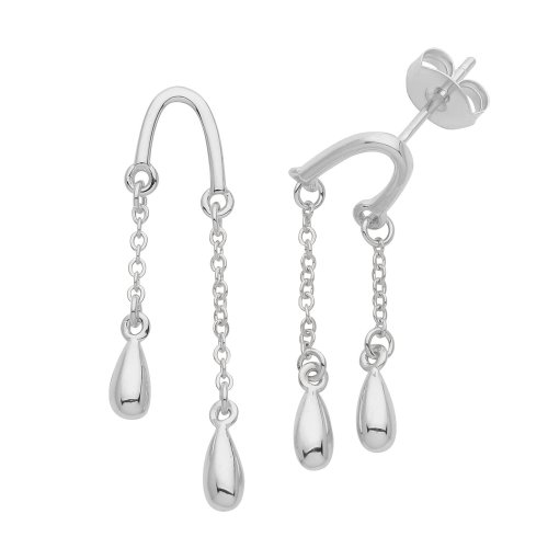 Silver Rhodium Plated Tear Drops 