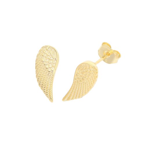 Silver Yellow Gold Plated Angel Wings Studs 