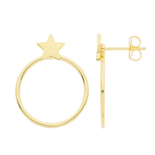 Silver Yellow Gold Plated Star Hoops 