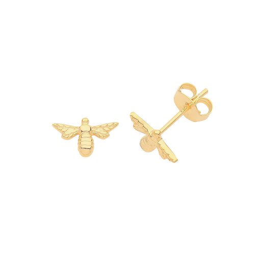Silver Yellow Gold  Plated Bee Studs 