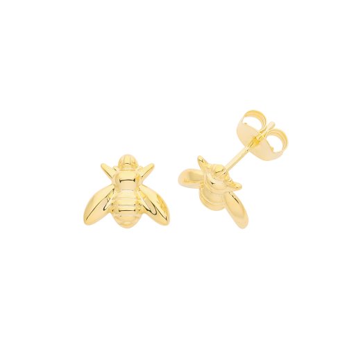 Silver Yellow Gold Plated Bee Studs 