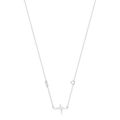 Silver Rhodium Plated  Heart Beat Necklet 