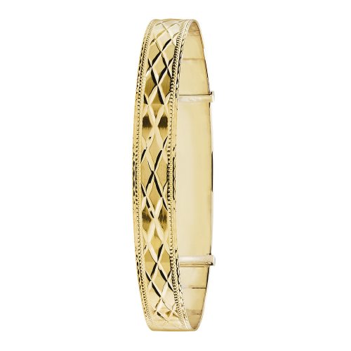 9ct Gold Diamond Cut Expandable Bangle 