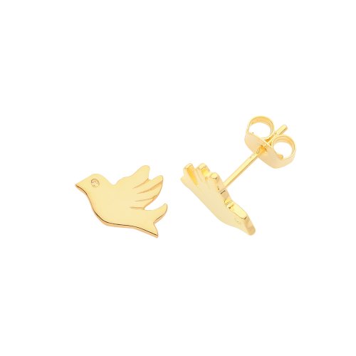 Silver Yellow Gold Plated Bird Studs 