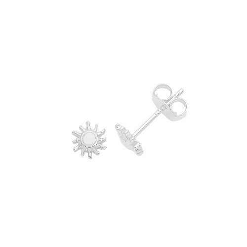Silver Rhodium Plated Sun Studs 