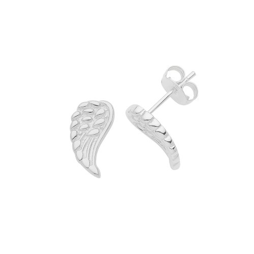Silver Rhodium Plated Angel Wings Studs 