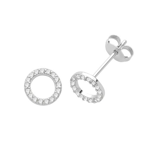 Silver Cz Circle Studs 