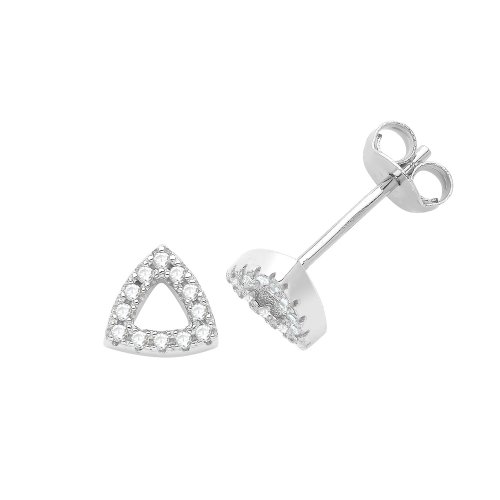 Silver Cz Triangle Studs 