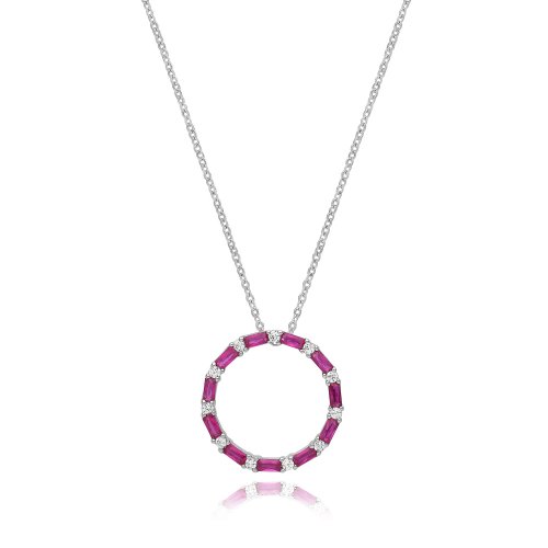 Silver Rhodium Plated Circle Necklace 