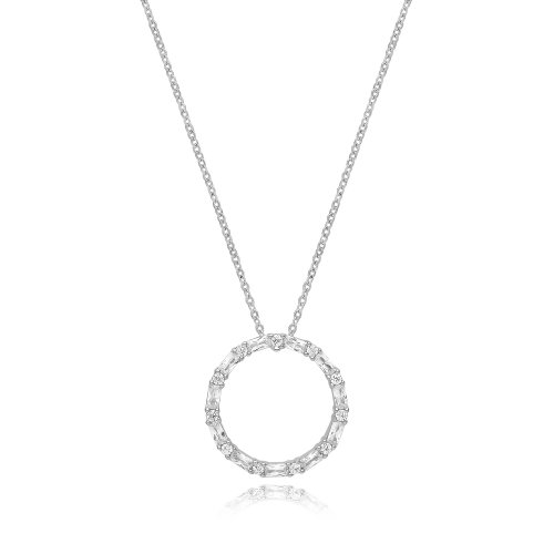 Silver Rhodium Plated Circle Necklace 
