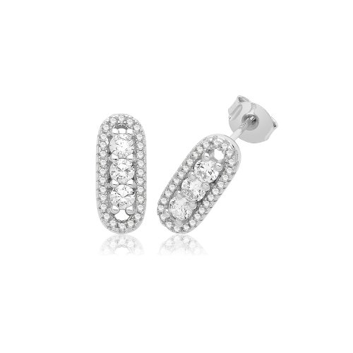 Silver Rhodium Plated Cz Studs 