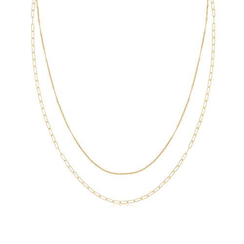 Silver Yellow Gold Plated Multichain Necklet 