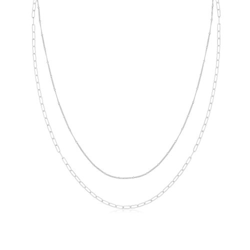 Silver Rhodium Plated Multichain Necklet 
