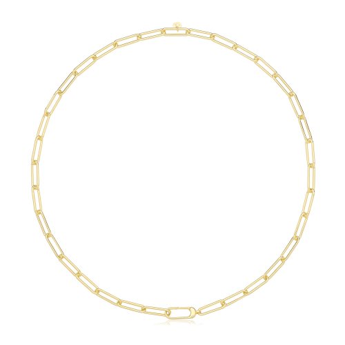 Silver Yellow Gold Plated Paperclip Link Necklet 