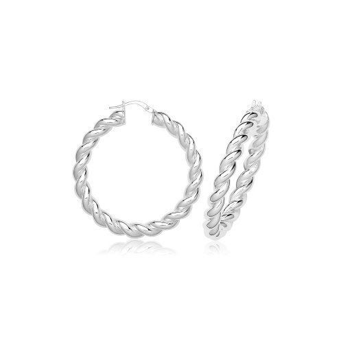 Silver Twisted Hoops G51370-