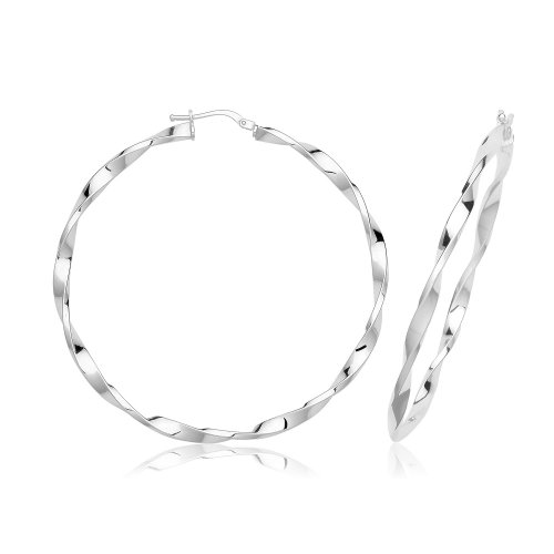 Silver Twisted Hoops G51371-