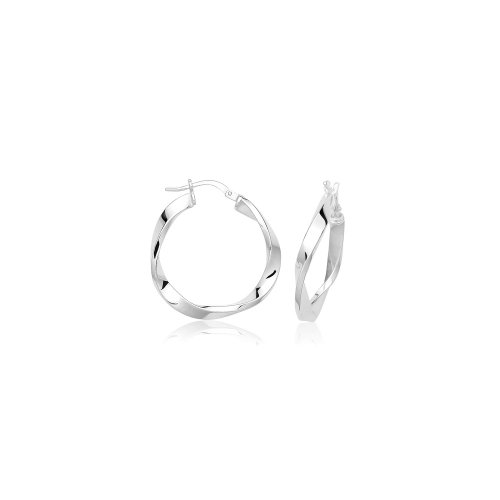 Silver Twisted Hoops G51371-