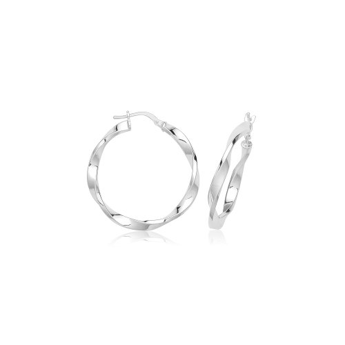 Silver Twisted Hoops G51371-