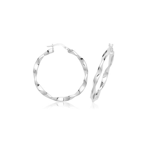Silver Twisted Hoops G51371-