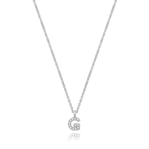 Silver Rhodium Plated Cz Initial Necklace 