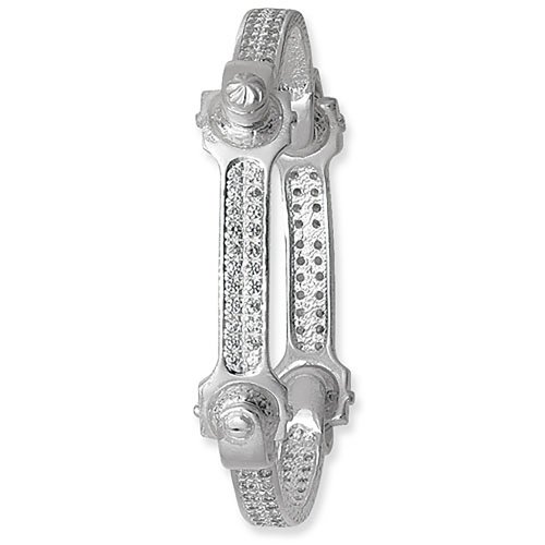 Silver Gents' Spanner Cz Bangle 