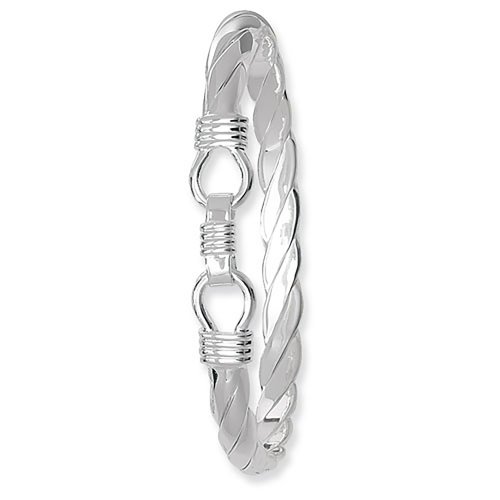 Silver Loop Catch Twisted Bangle 